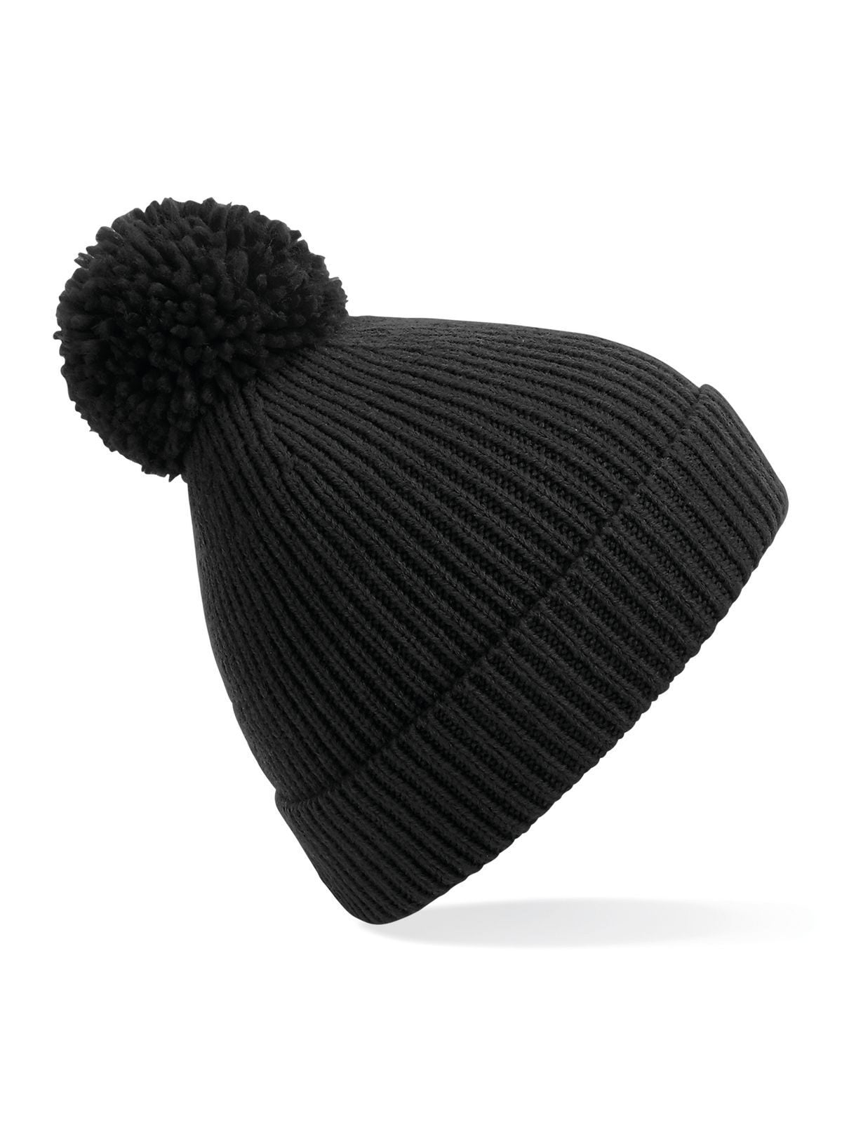 Engineered Knit Ribbed Pom Pom Beanie