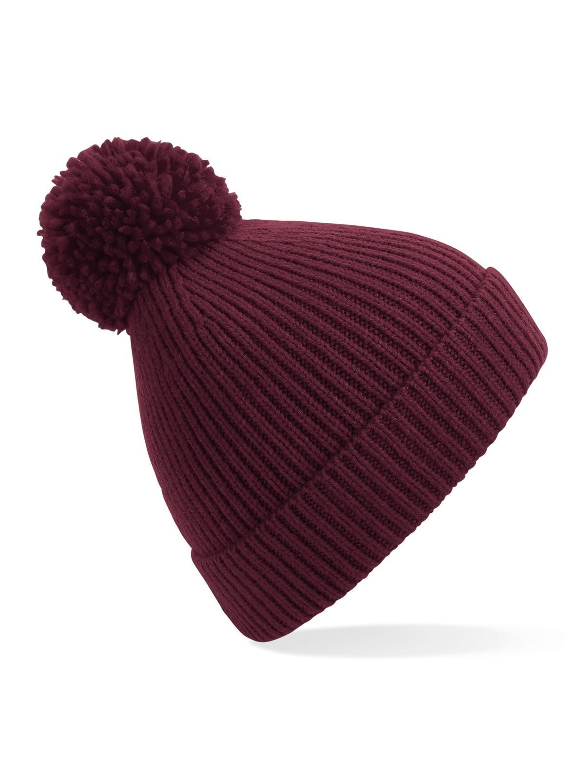 Engineered Knit Ribbed Pom Pom Beanie