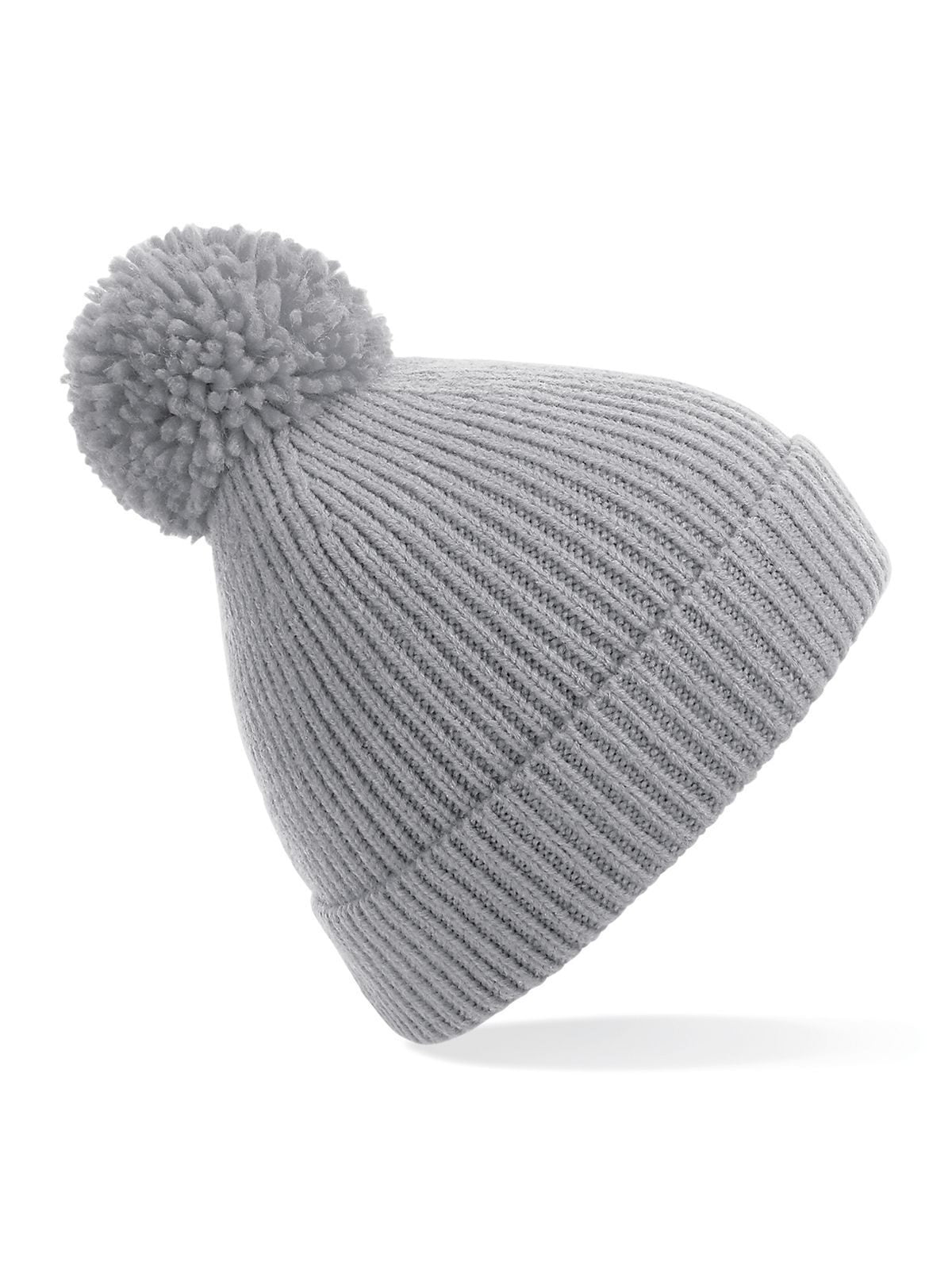 Engineered Knit Ribbed Pom Pom Beanie