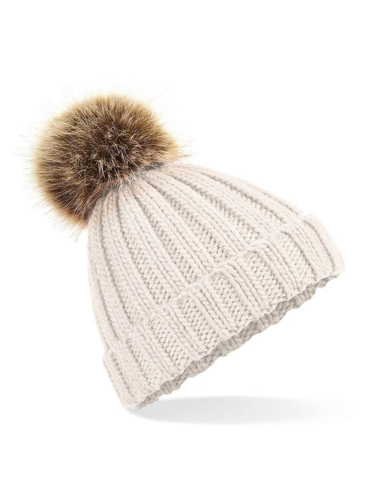 Junior Fur Pom Pom Chunky Beanie