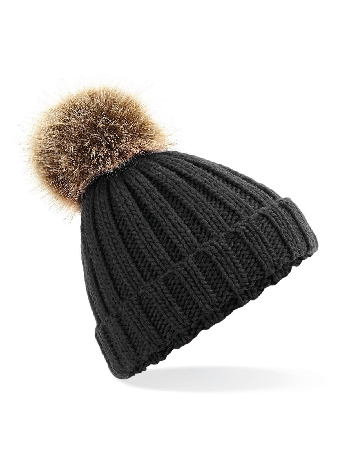 Junior Fur Pom Pom Chunky Beanie
