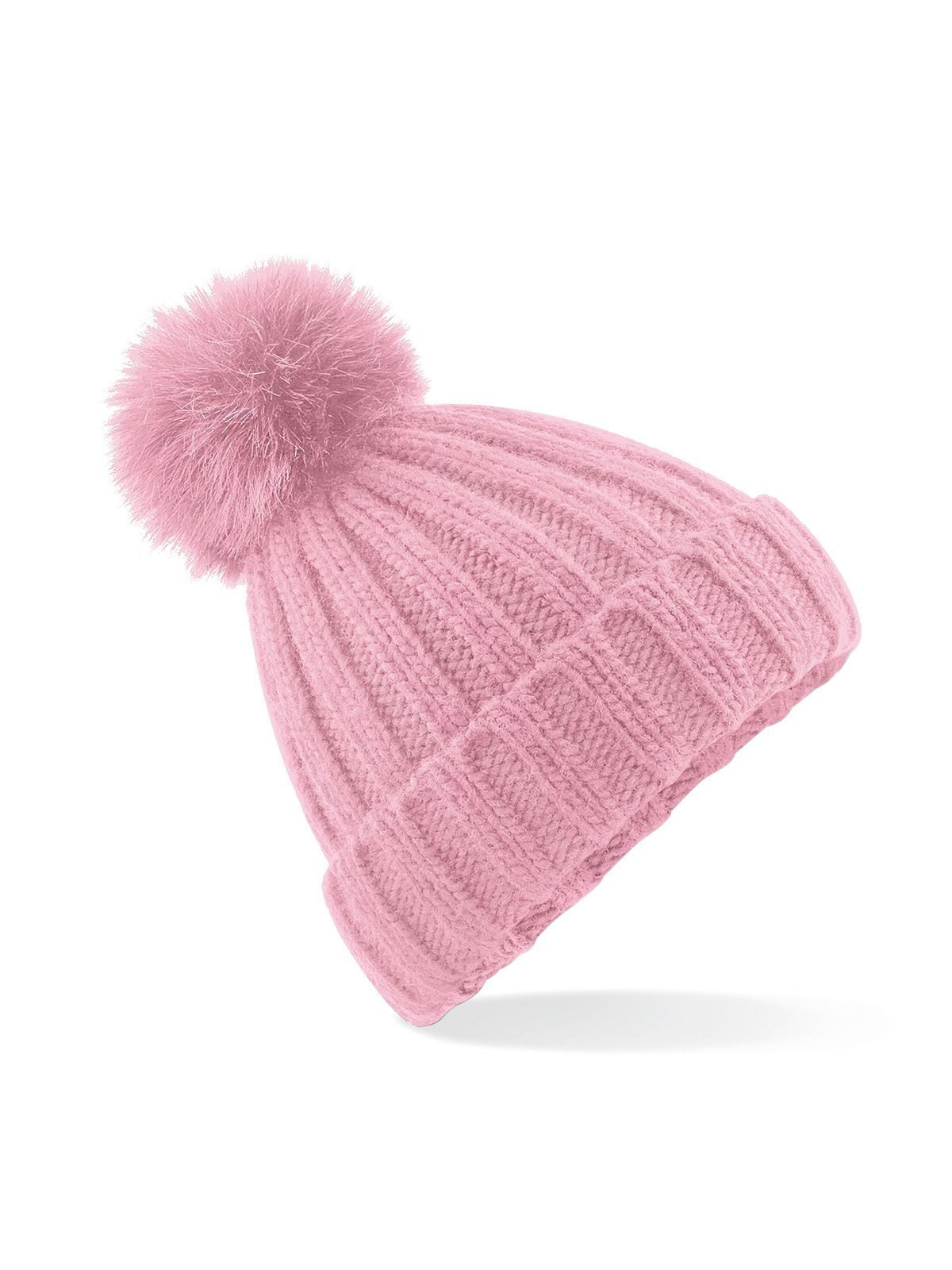 Verbier Fur Pop Pom Chunky Beanie