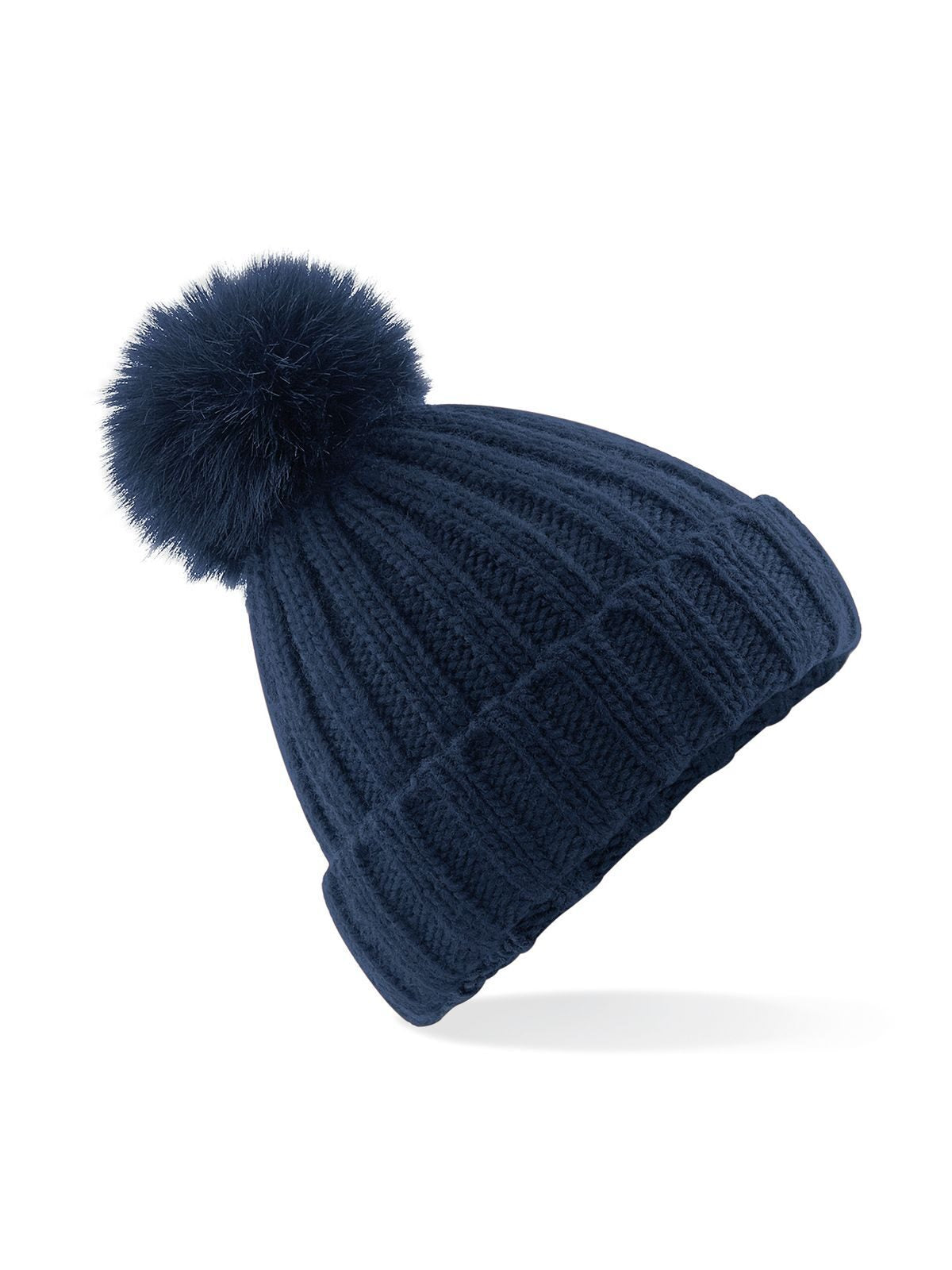 Verbier Fur Pop Pom Chunky Beanie