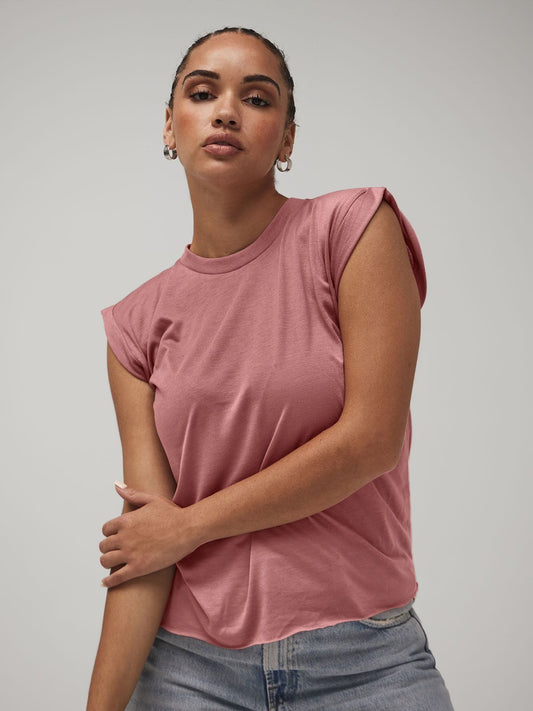 Women's Flowy Muscle Tee with Rolled Cuff
