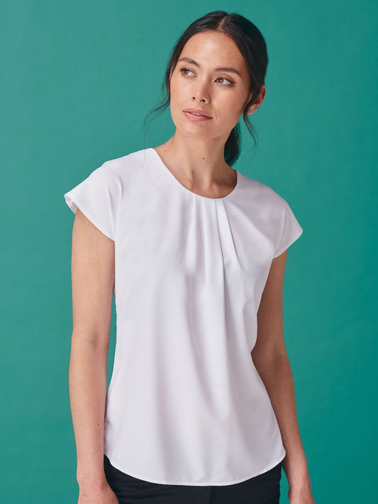 Ladies' Pleat Front S/S Blouse