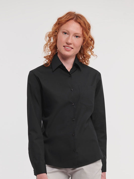 Ladies' Long Sleeve Pure Cotton Poplin Shirt