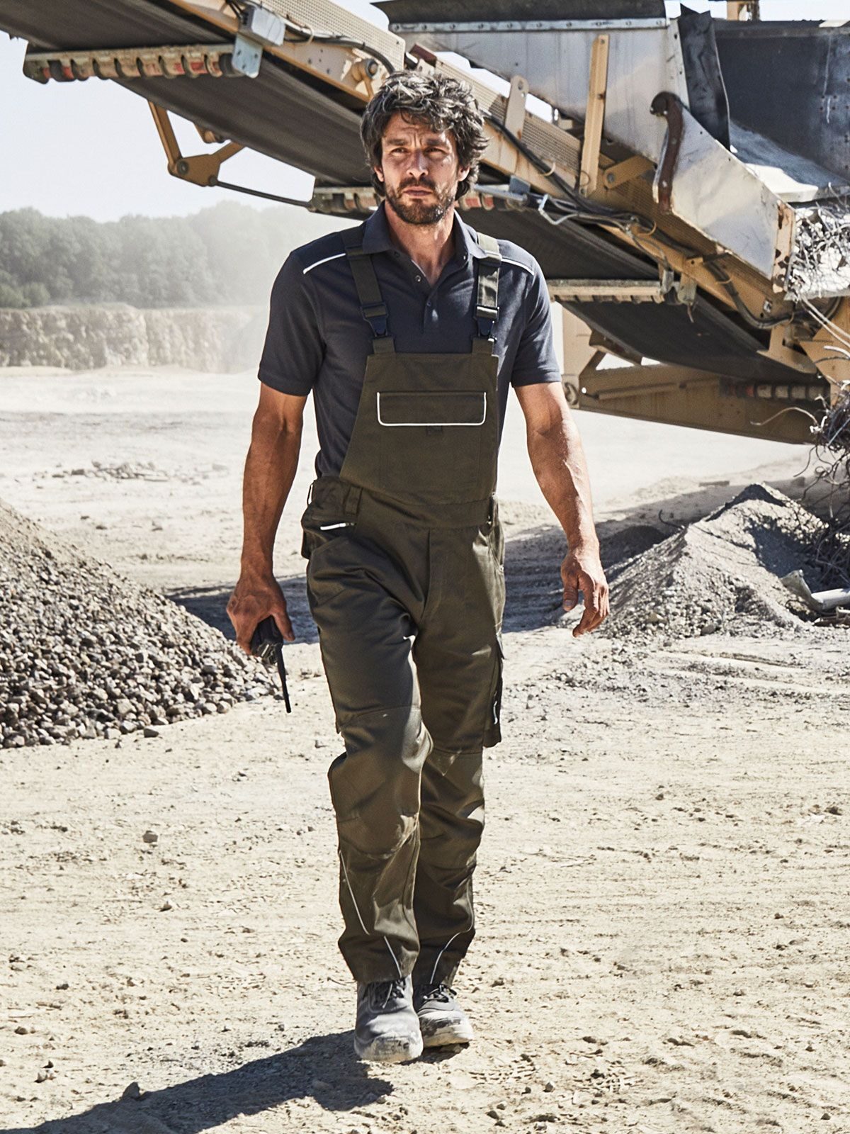 Workwear Pants With Bib - Solid
