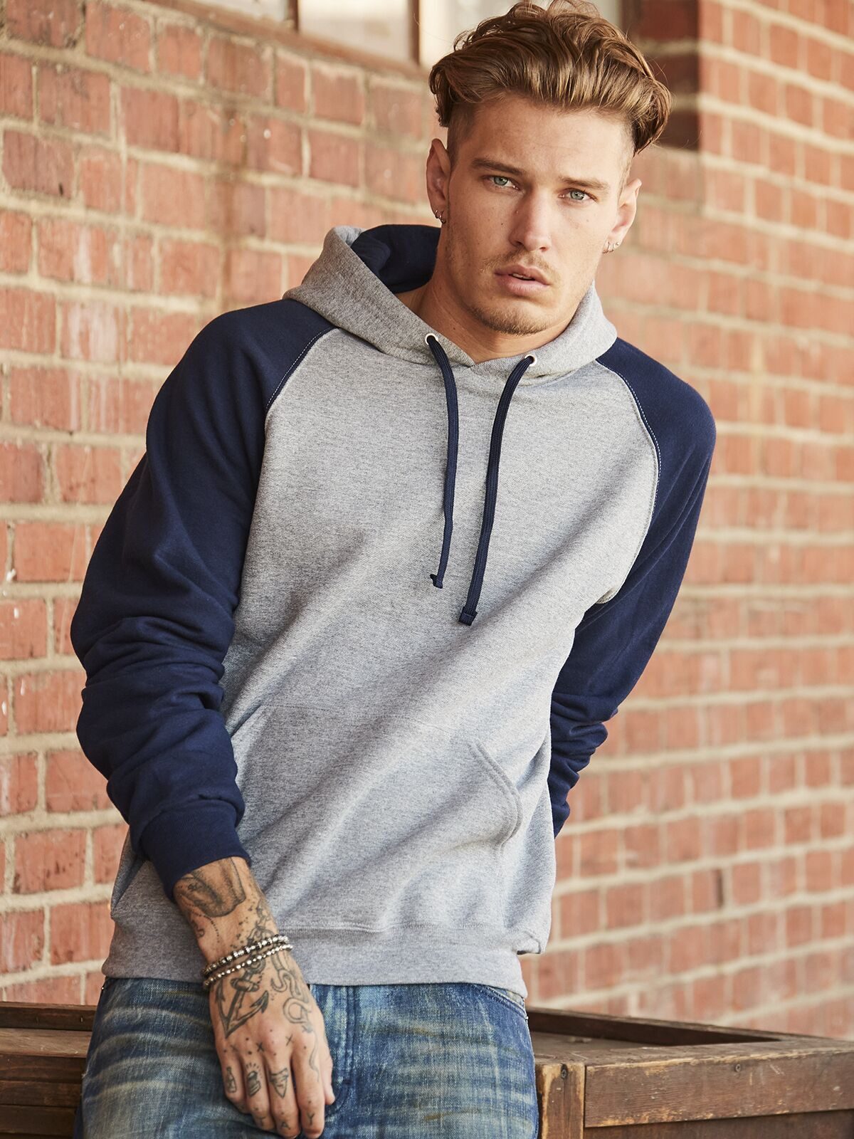 NuBlend Colour Block Raglan Hooded Sweatshirt