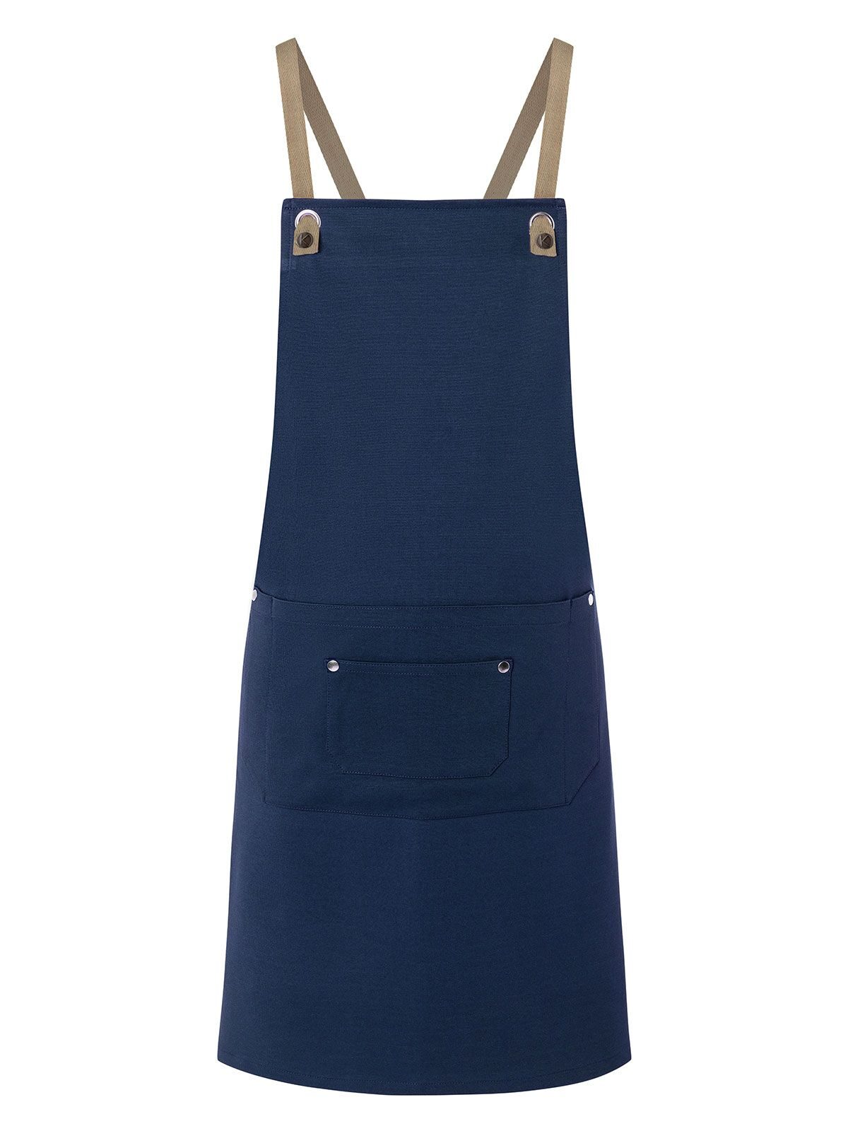 Bib Apron With Crossed Ribbons And Big Pocket