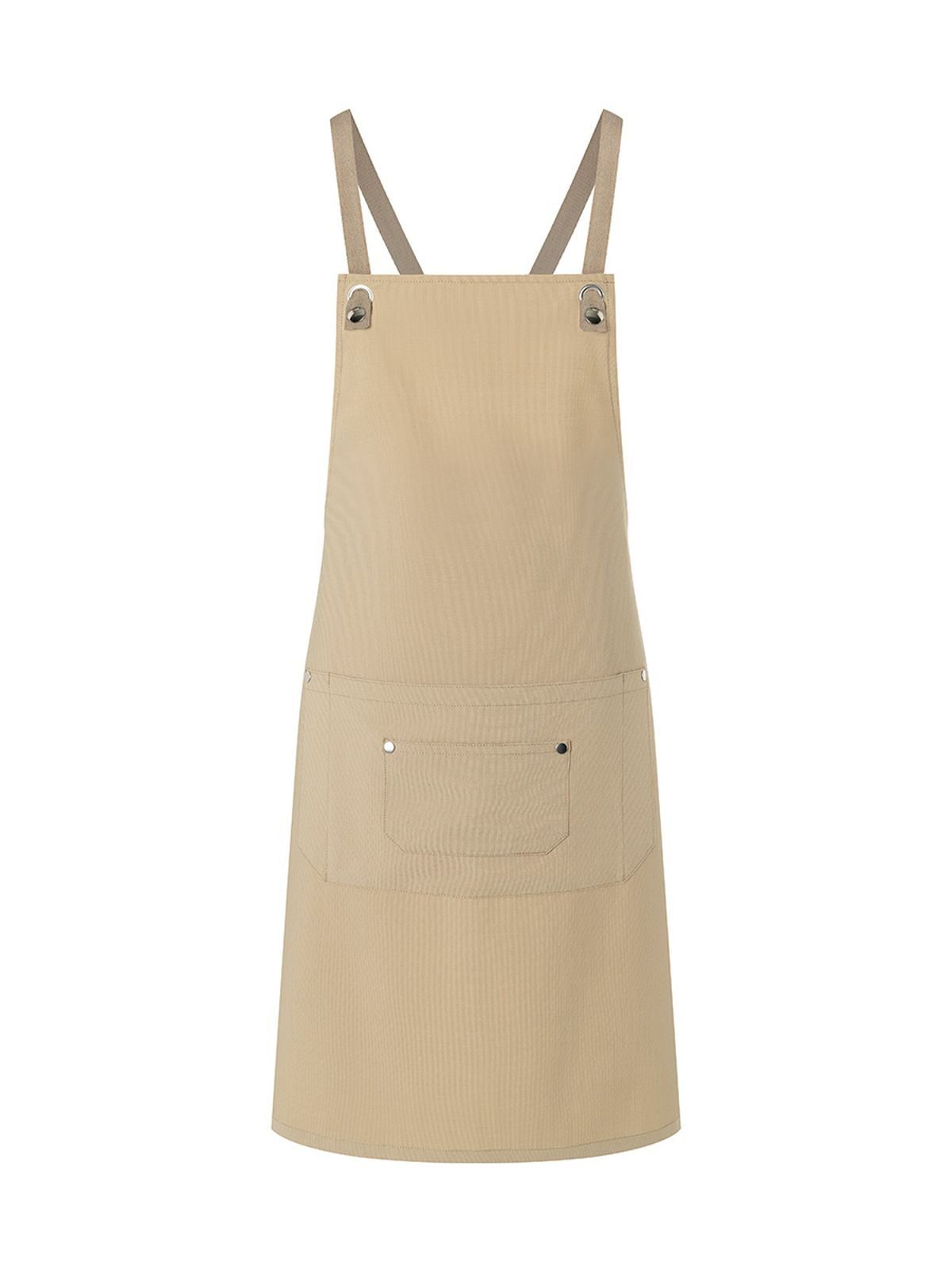Bib Apron With Crossed Ribbons And Big Pocket