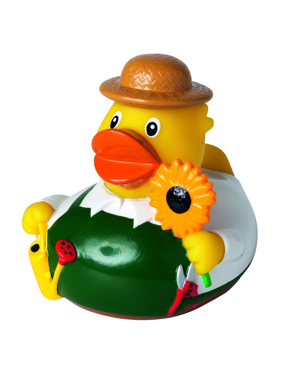 Squeaky duck, gardener