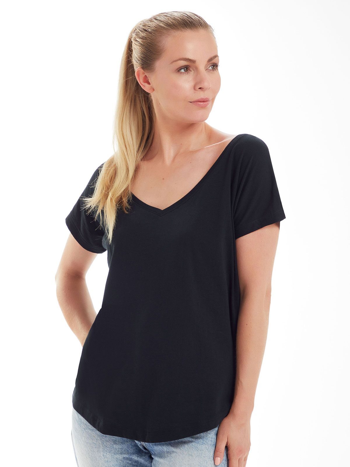 Women's Loose Fit V Neck T