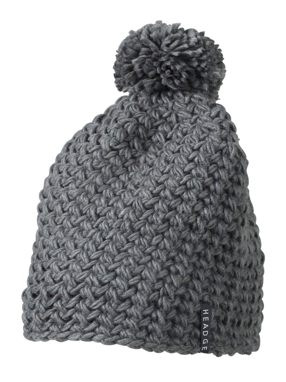 Unicoloured Crocheted Cap with Pompon