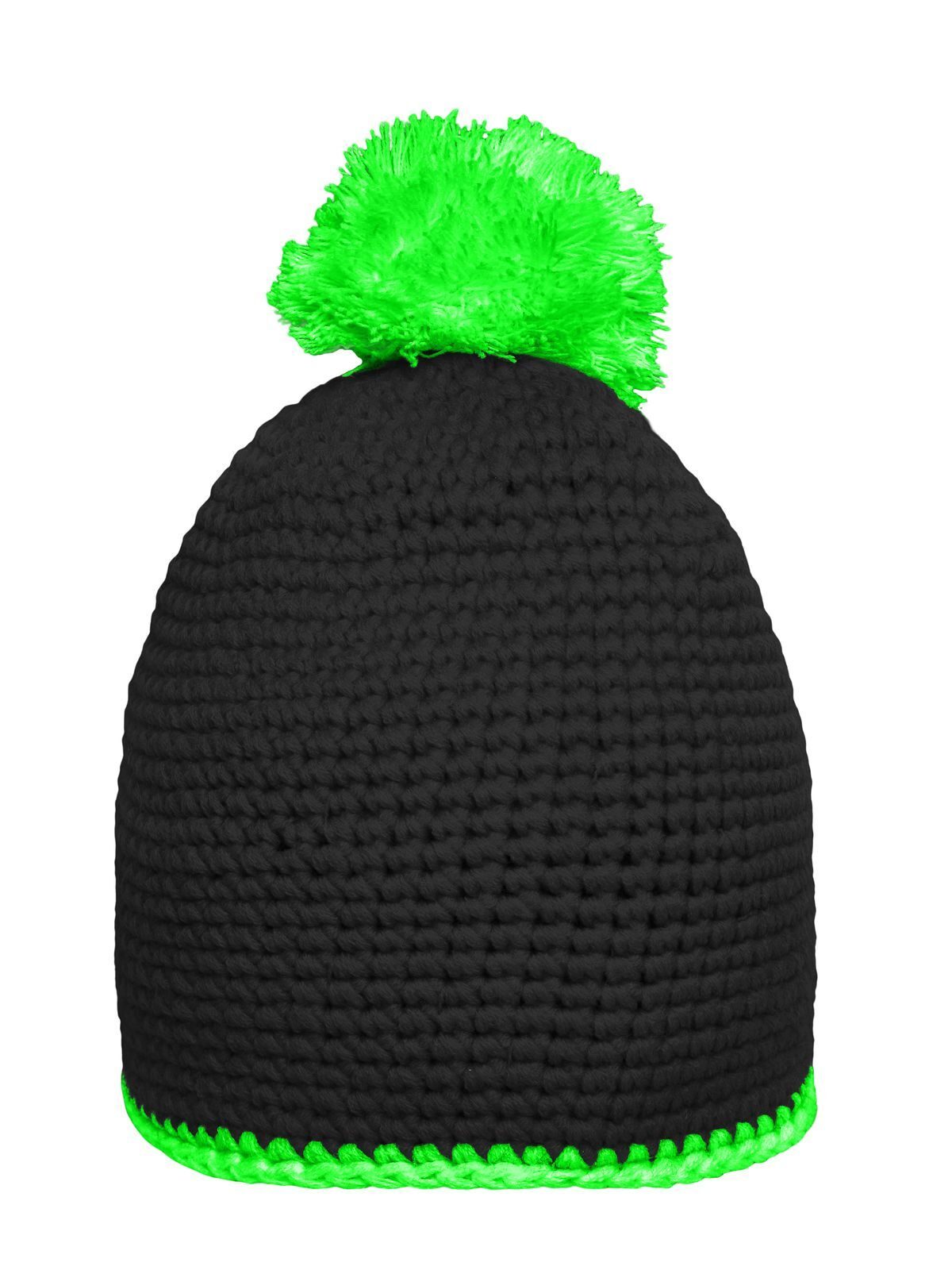 Pompon Hat with Contrast Stripe