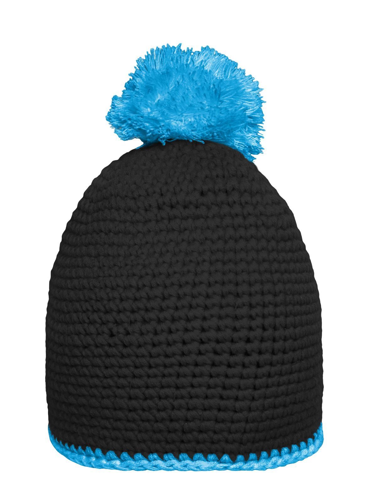 Pompon Hat with Contrast Stripe