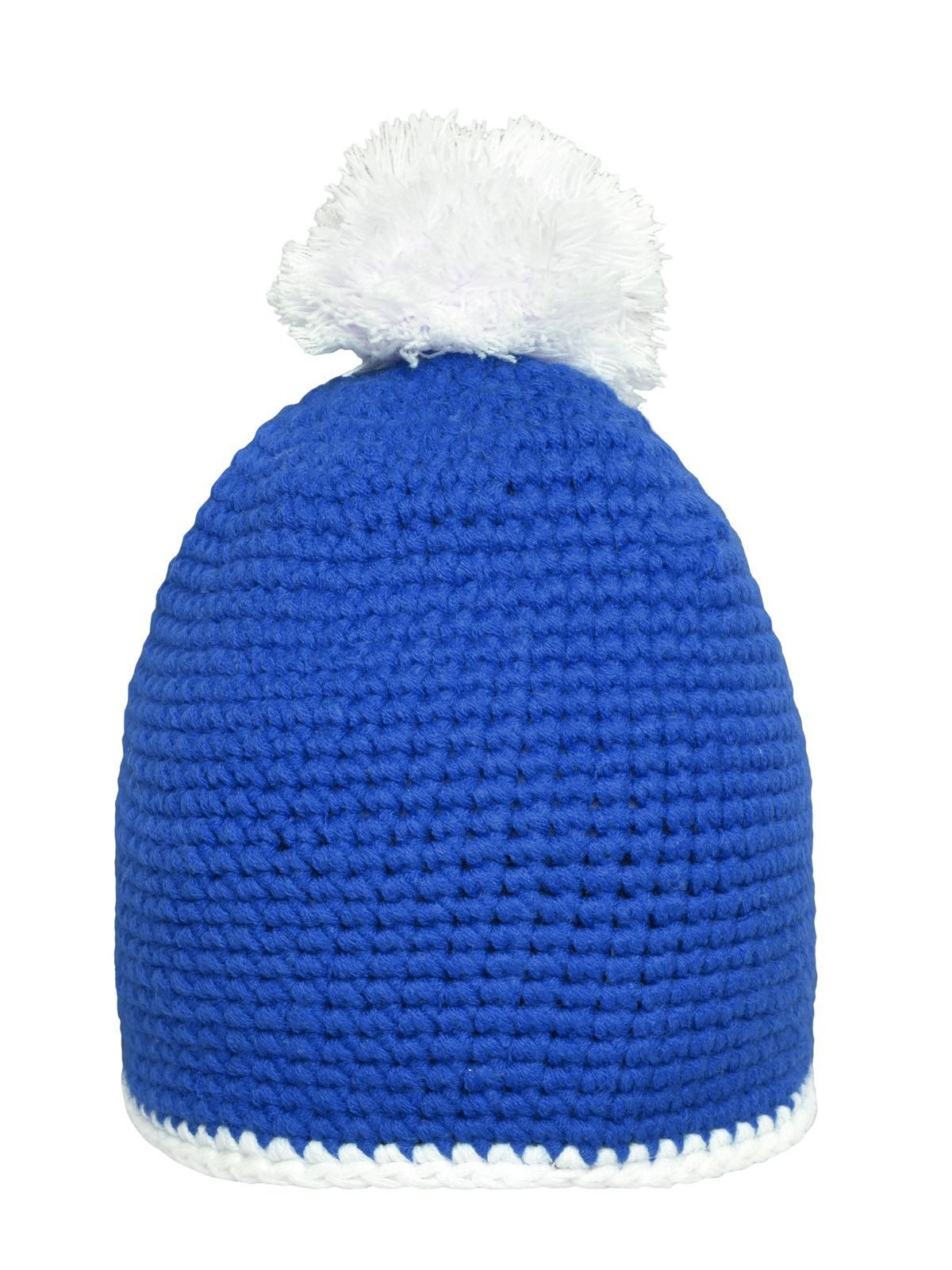 Pompon Hat with Contrast Stripe
