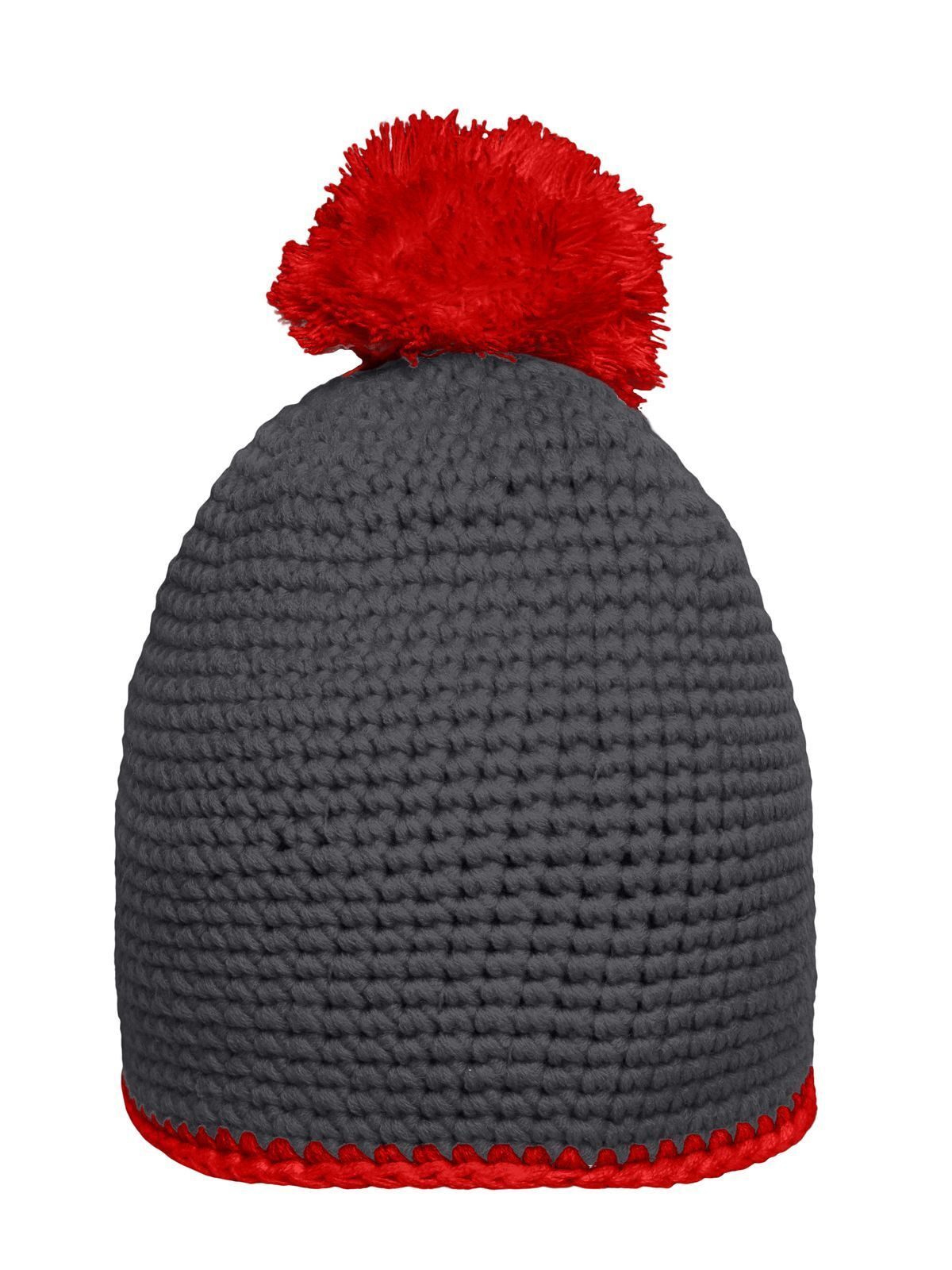 Pompon Hat with Contrast Stripe