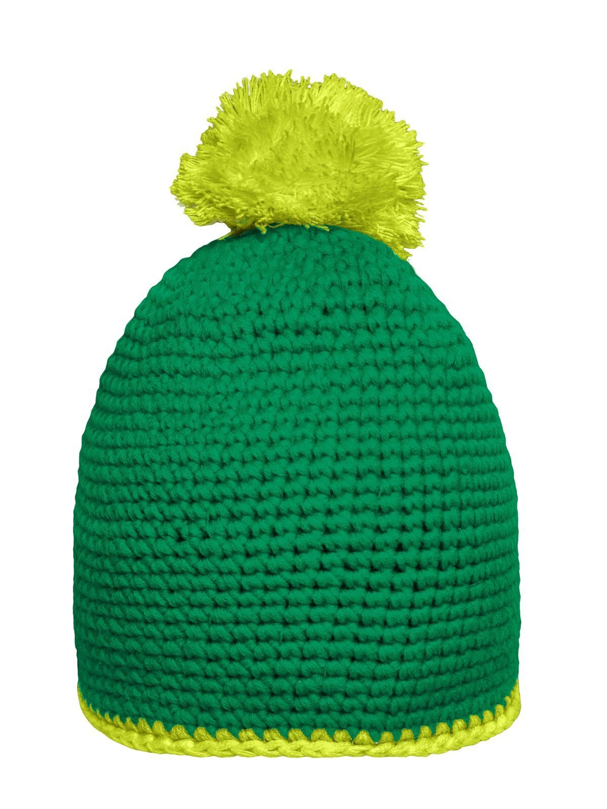 Pompon Hat with Contrast Stripe