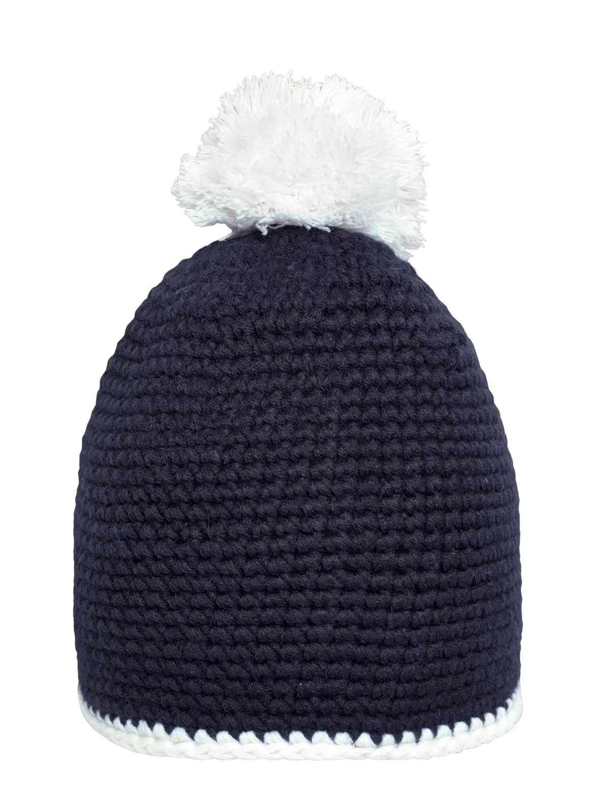 Pompon Hat with Contrast Stripe