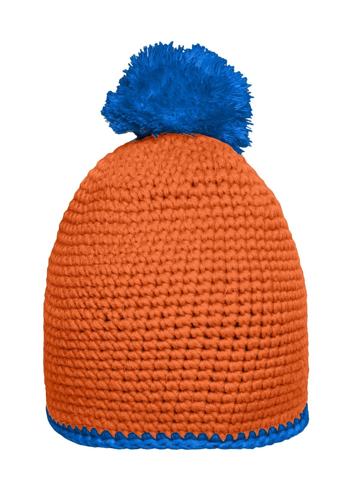 Pompon Hat with Contrast Stripe