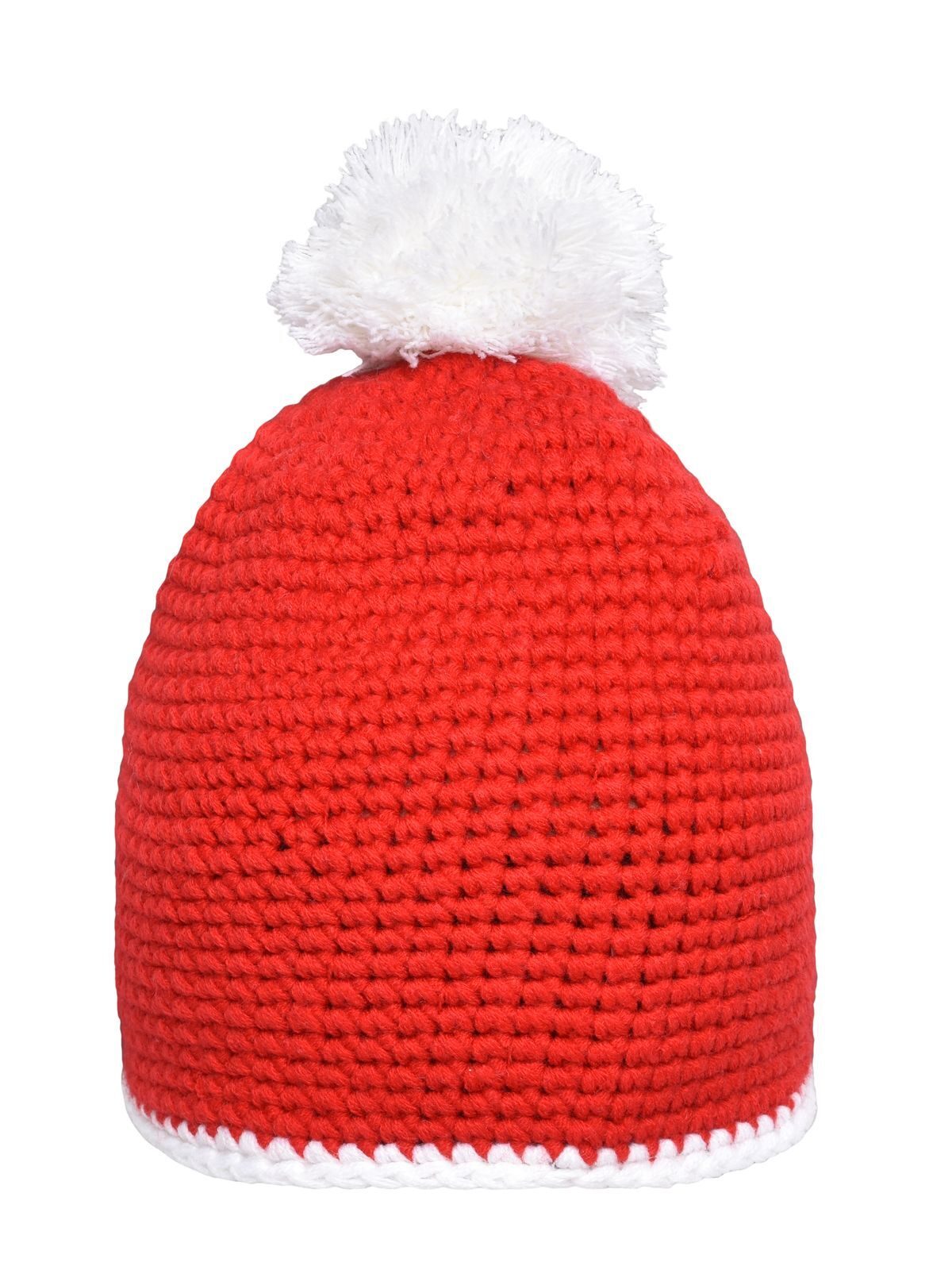 Pompon Hat with Contrast Stripe