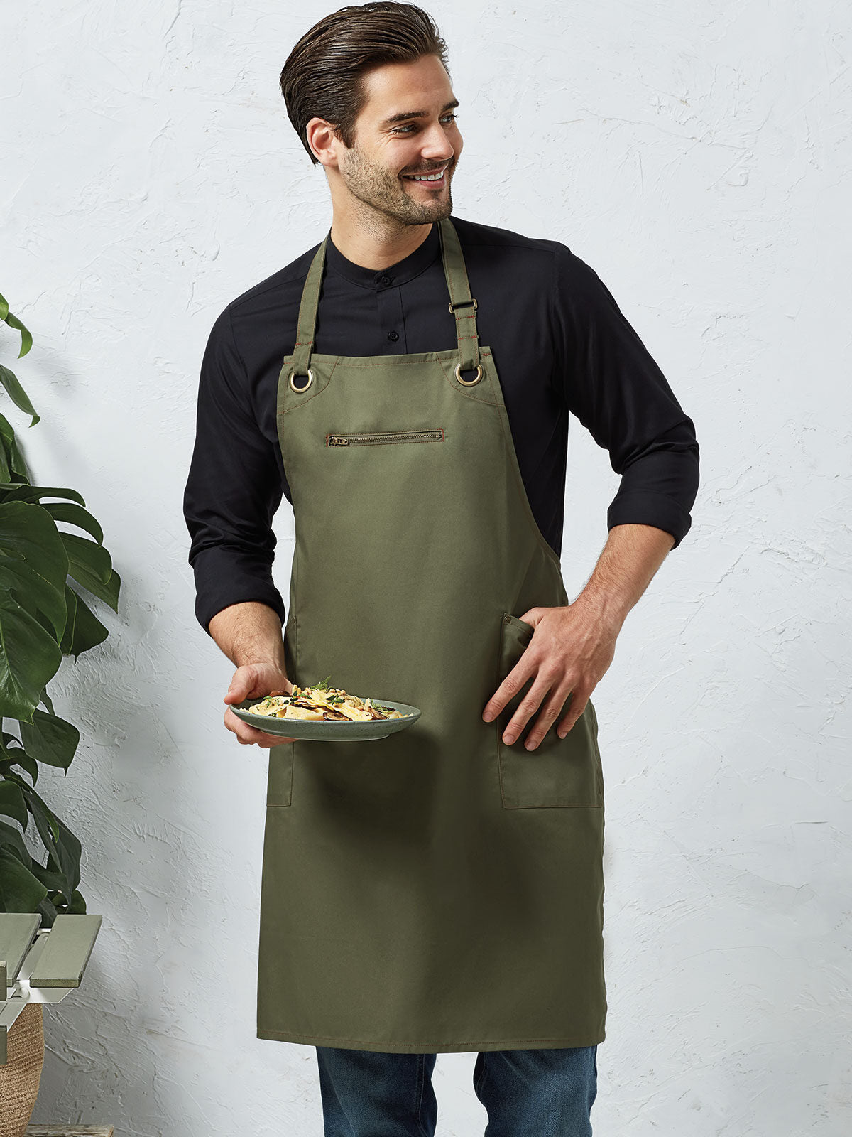 âBarleyâ Contrast Stitch Sustainable Bib Apron