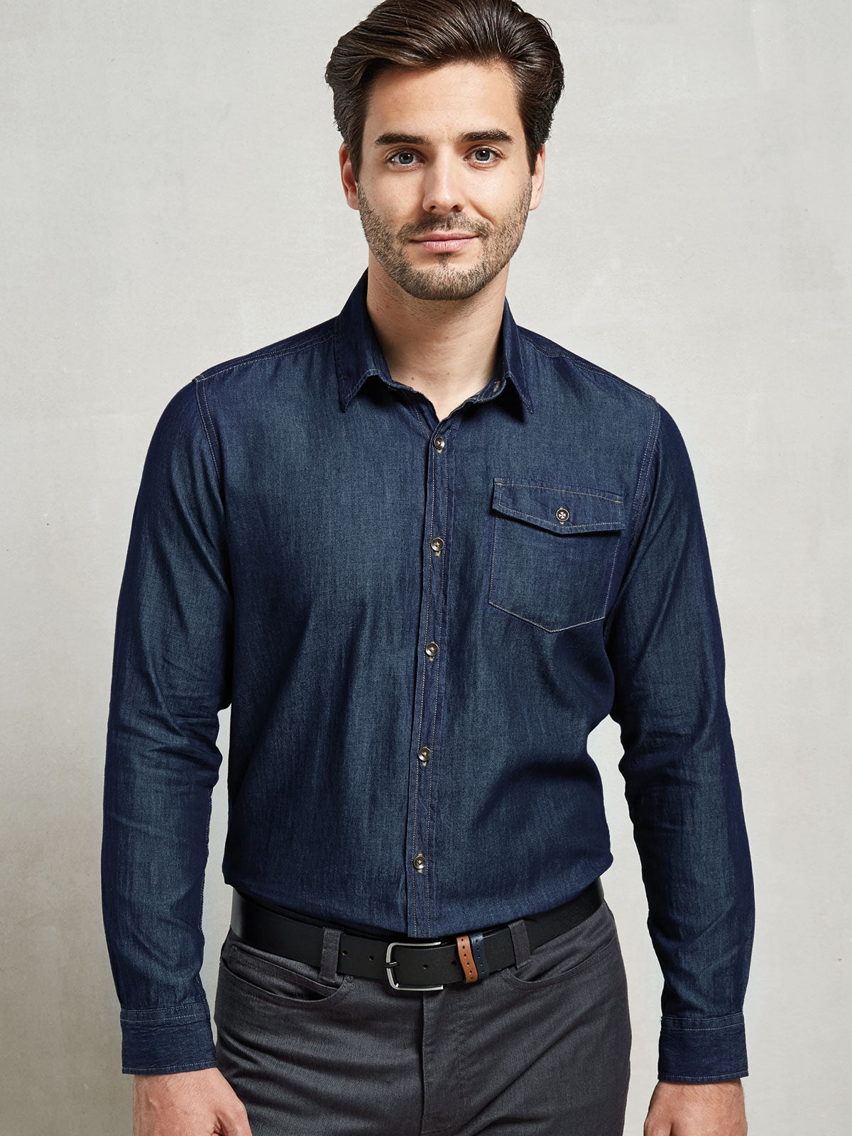Men'âs Jeans Stitch Denim Shirt