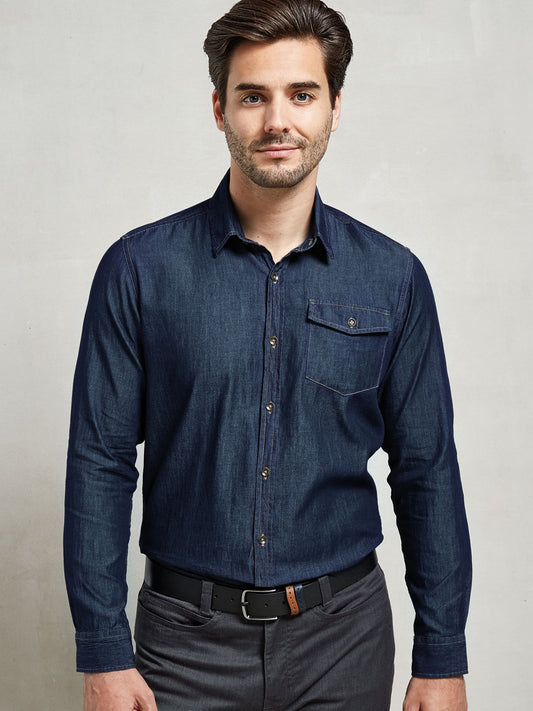 Men'âs Jeans Stitch Denim Shirt