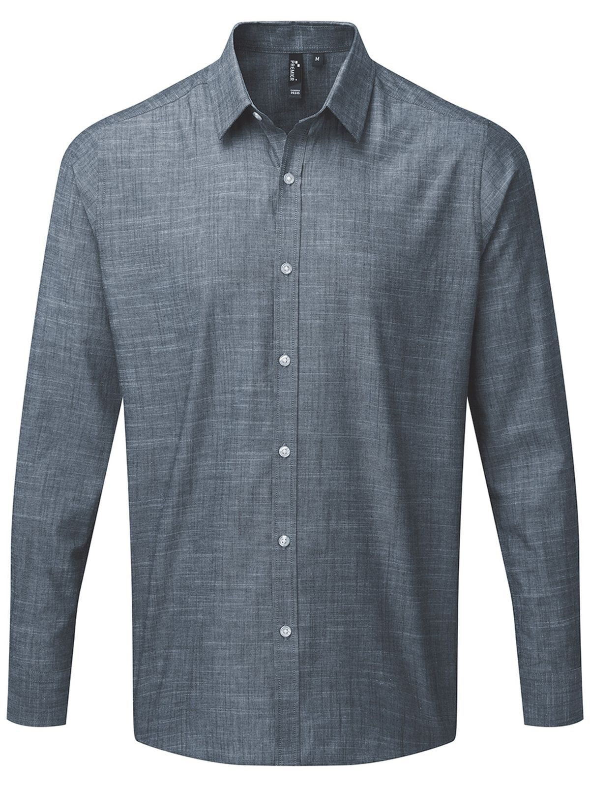 Men's Cotton Slub Chambray Long Sleeve Shirt
