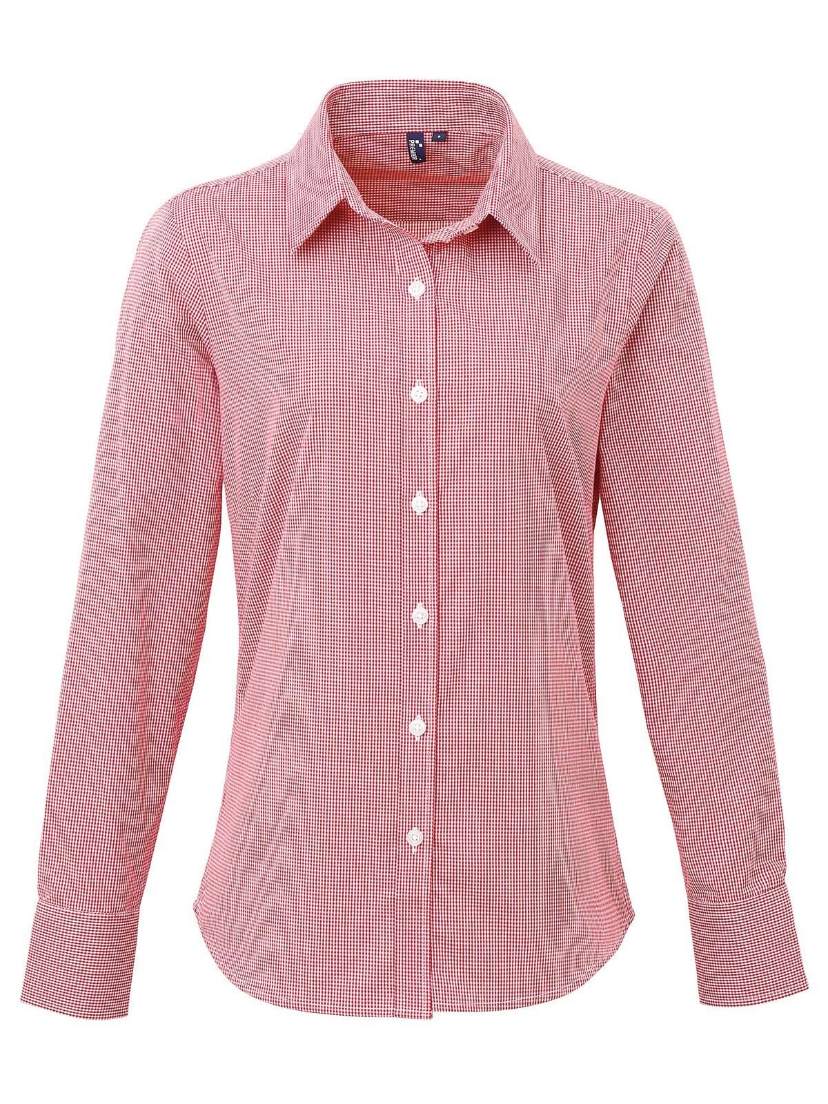 Ladies' Long Sleeve Microcheck Gingham Shirt