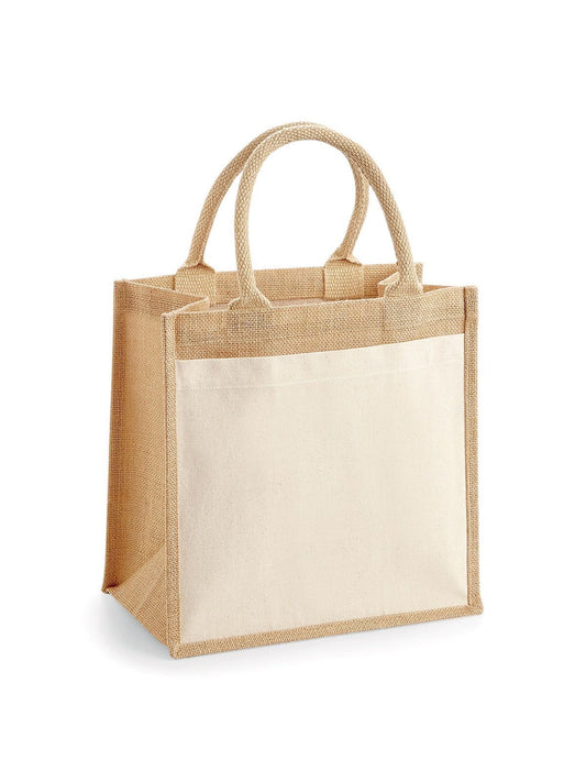 Cotton Pocket Jute Midi Tote