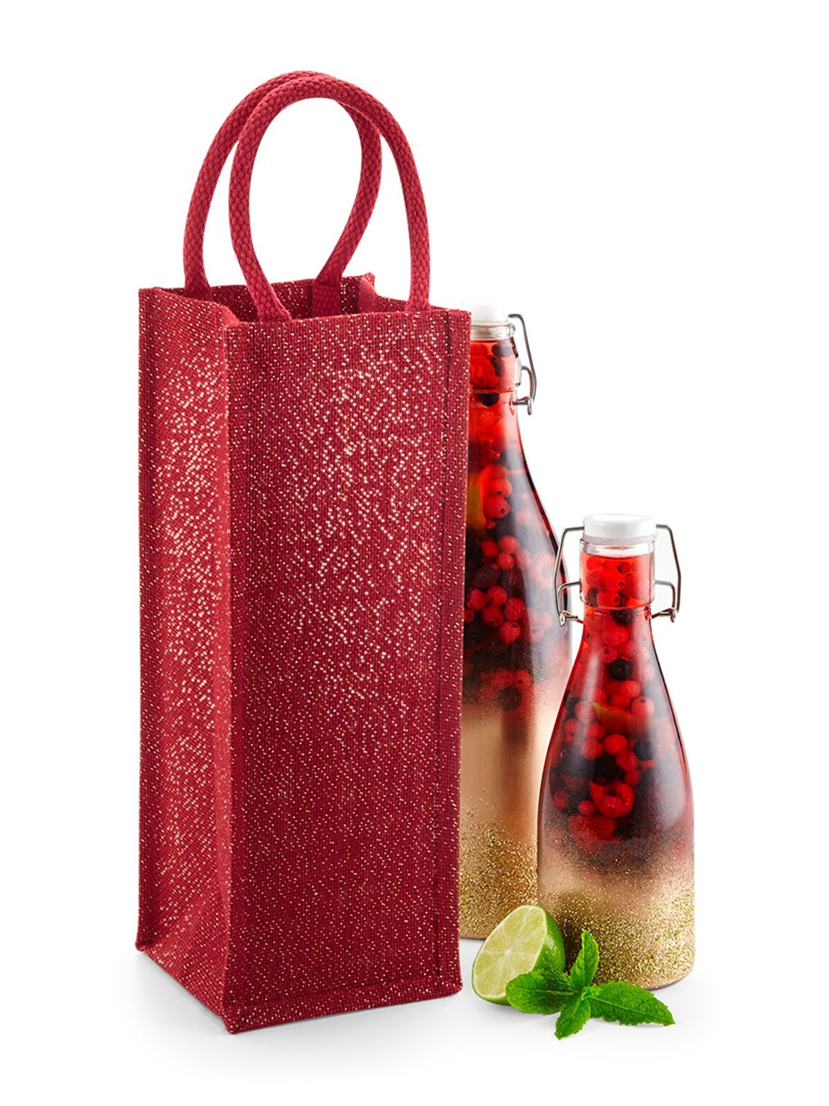 Shimmer Jute Bottle Bag