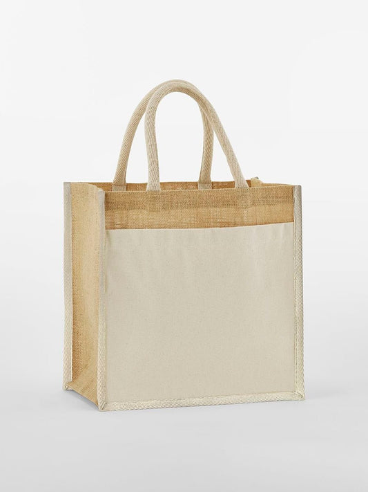 Cotton Pocket Natural Starched Jute Midi Tote