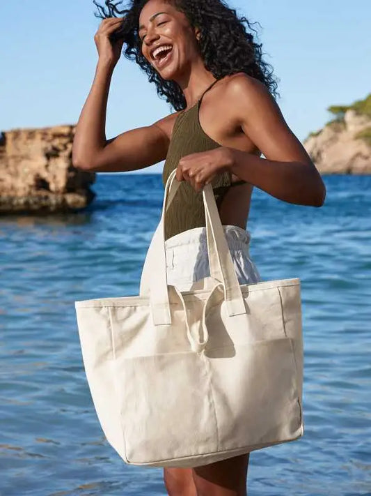 Double Handle Cargo Pocket Tote W604