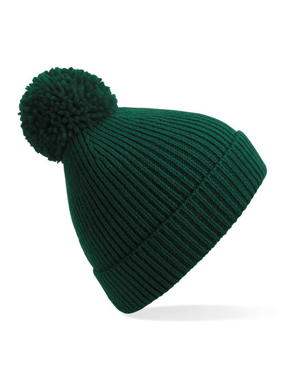 Engineered Knit Ribbed Pom Pom Beanie