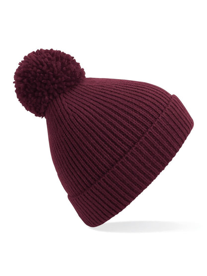 Engineered Knit Ribbed Pom Pom Beanie