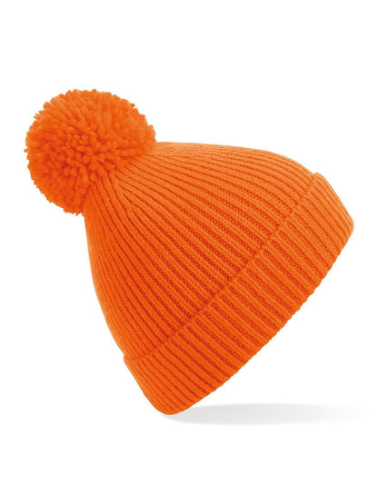 Engineered Knit Ribbed Pom Pom Beanie