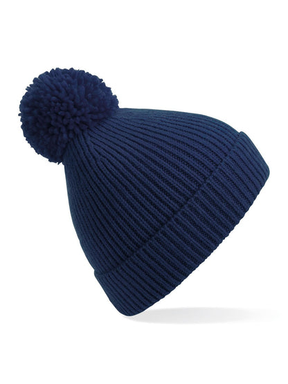 Engineered Knit Ribbed Pom Pom Beanie