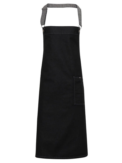 District Waxed Look Denim Bib Apron