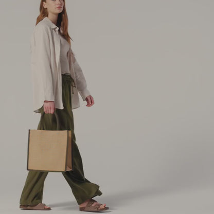 Natural Starched Jute Midi Tote